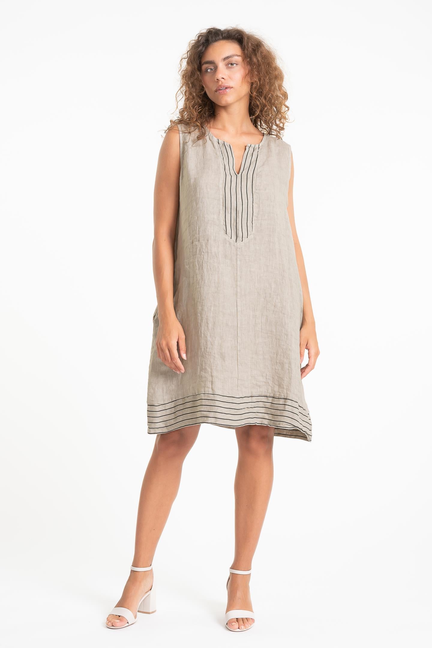Linen Luv Spring/Summer 2025-TP1606-40-French Linen Dress-Fango - The Coach Pyramids