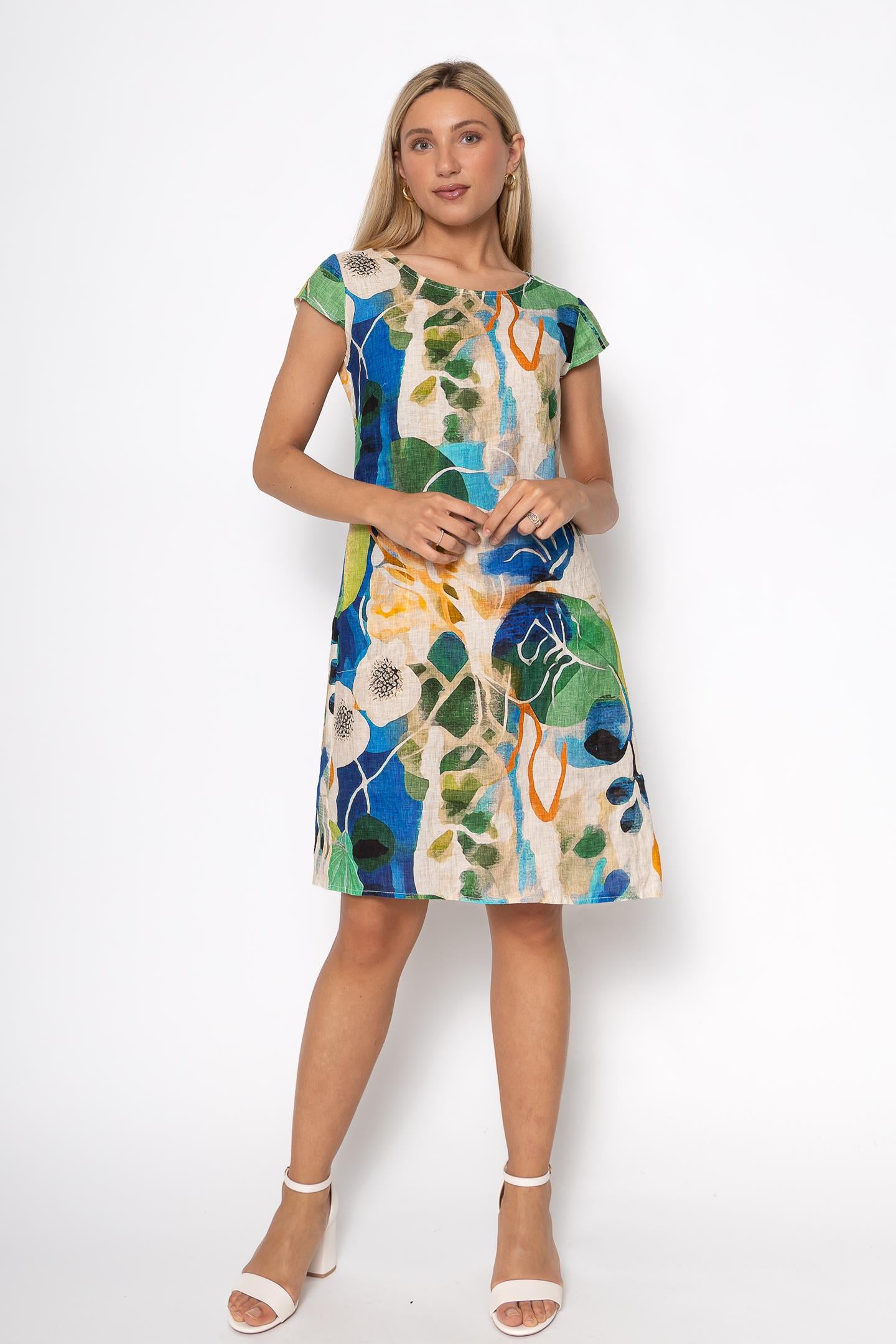 Linen Luv Spring/Summer 2025-TP1631-128-French Linen Dress-Royal - The Coach Pyramids