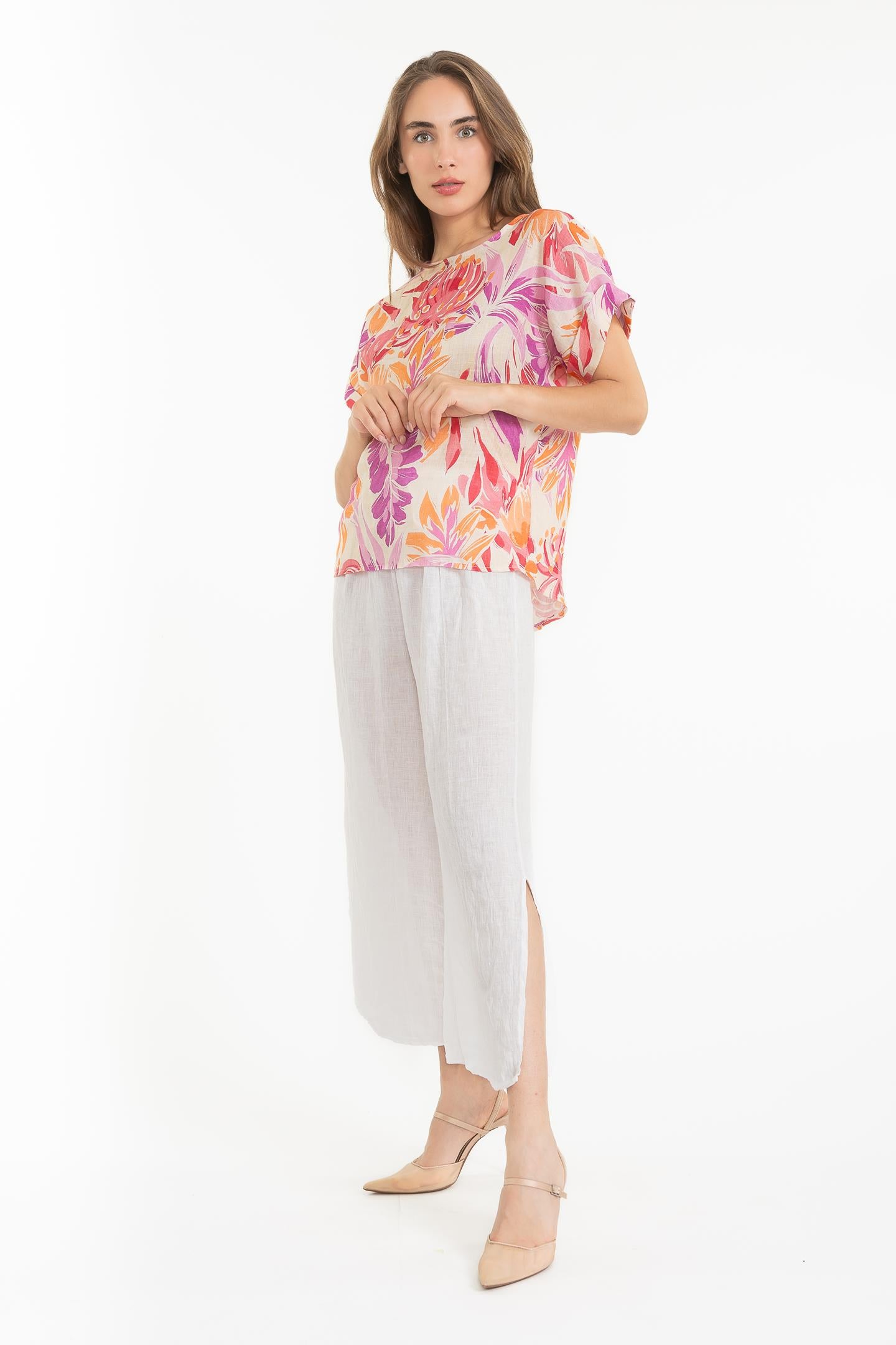 Linen Luv Spring/Summer 2025-TP1634-43-French Linen Top-Fuxia - The Coach Pyramids