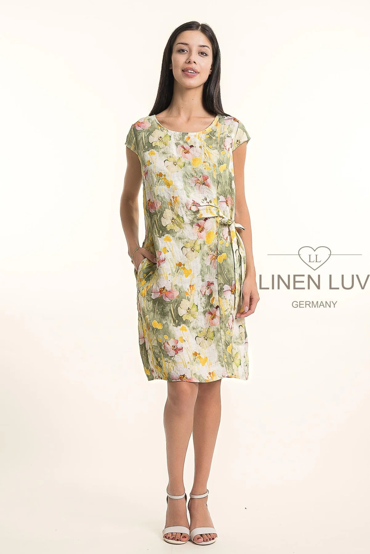 Linen Luv-TP1735-167-French Linen Dress Print-Sage - The Coach Pyramids