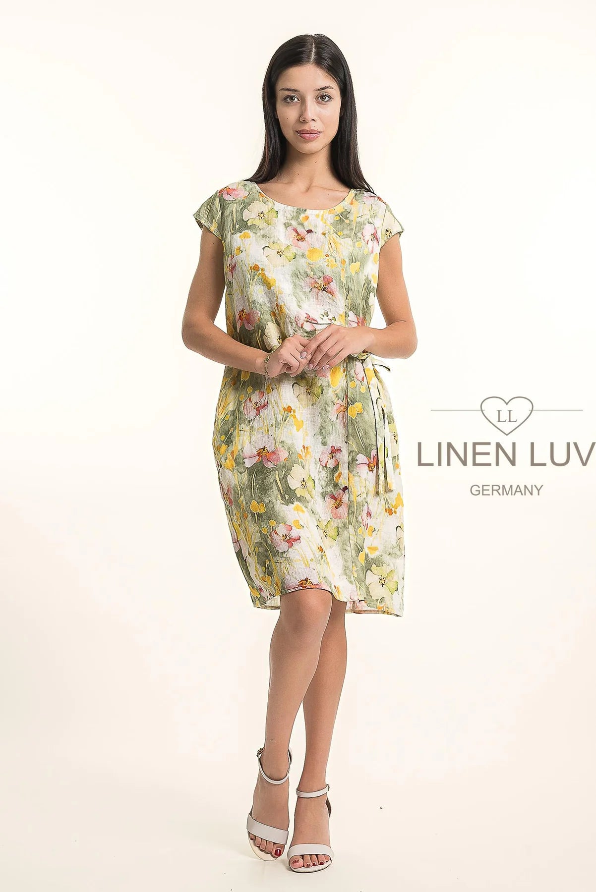 Linen Luv-TP1735-167-French Linen Dress Print-Sage - The Coach Pyramids