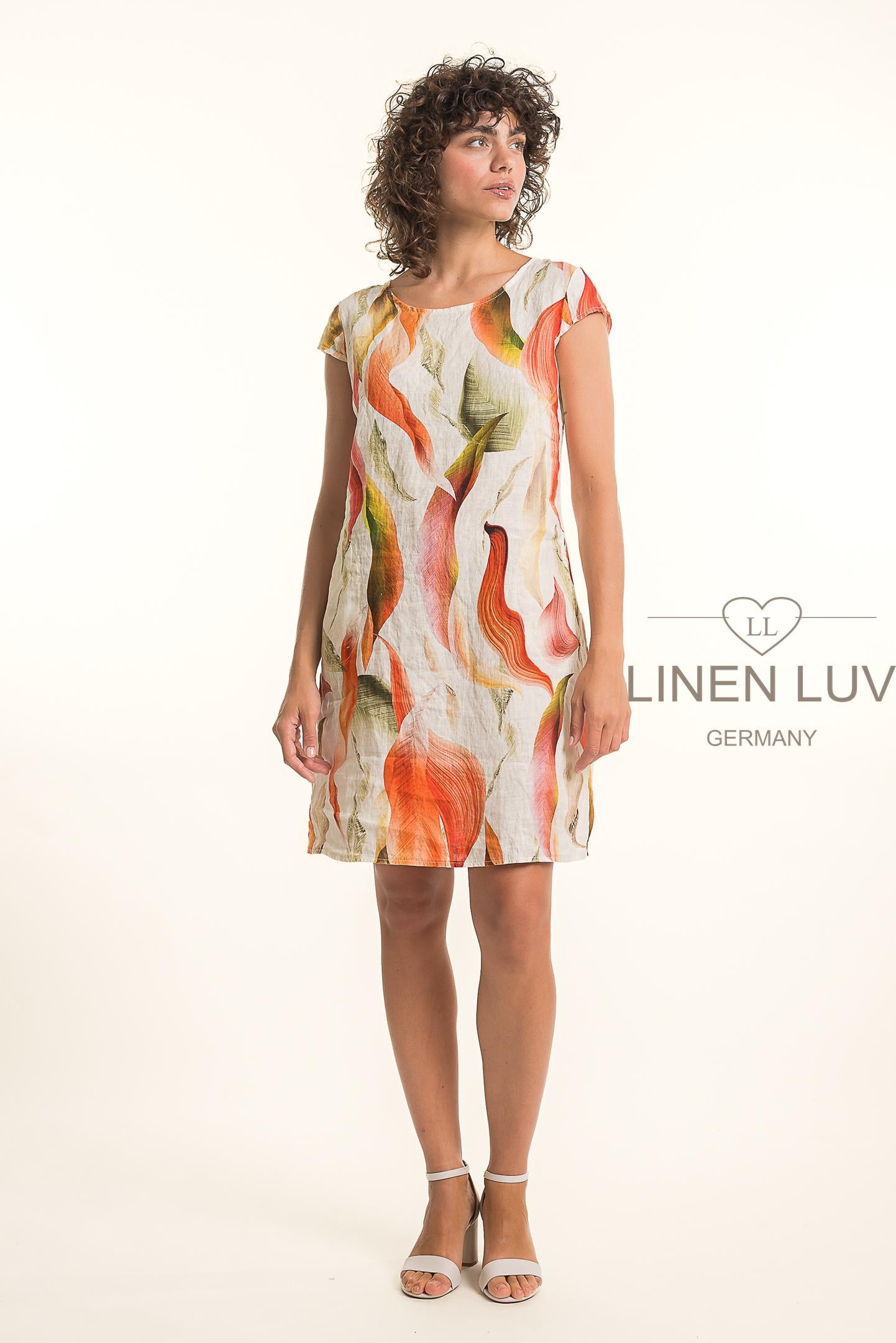 Linen Luv -TP1756P-164-French Linen Dress-Arancio - The Coach Pyramids