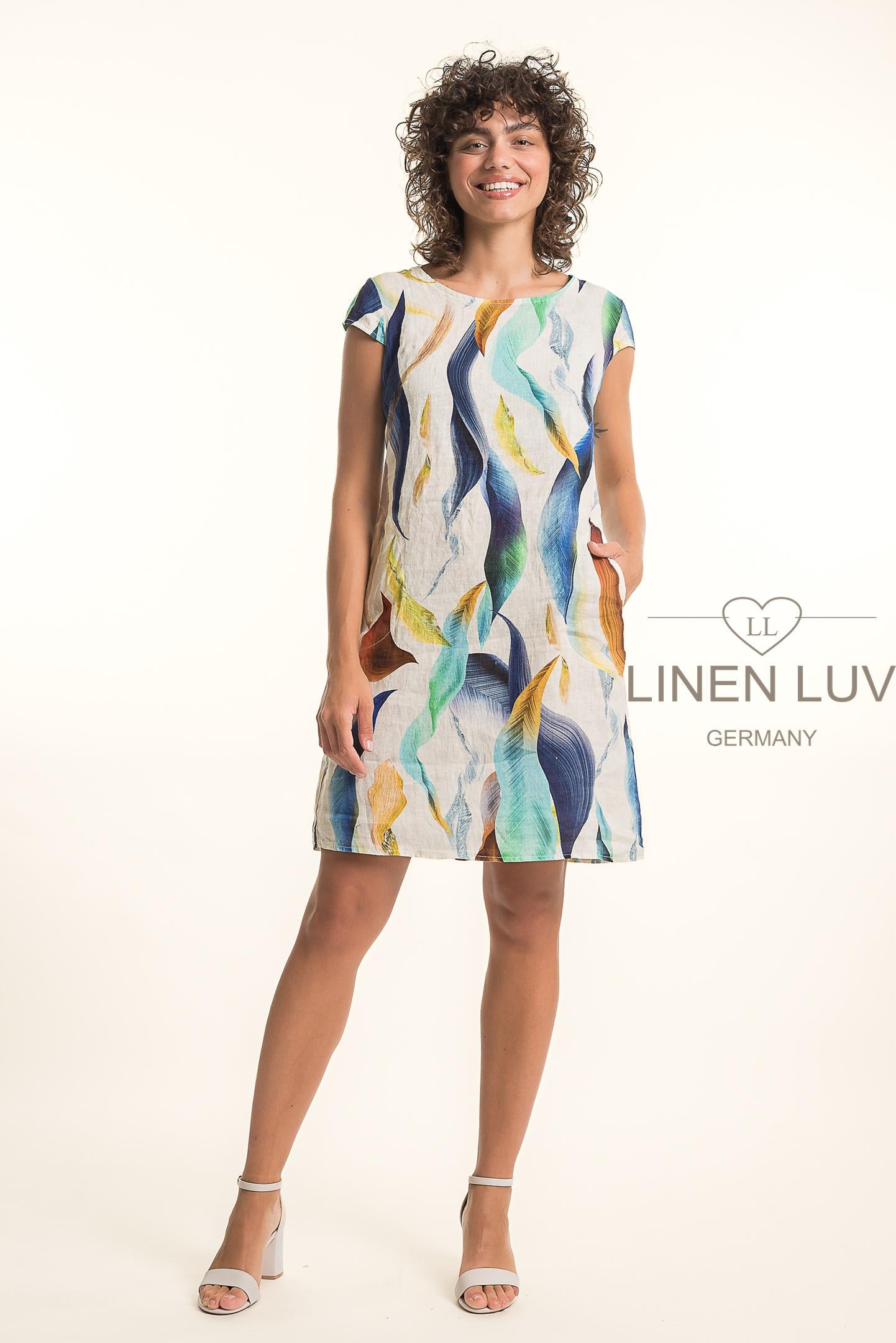 Linen Luv -TP1756P-17-French Linen Dress-Blu/S - The Coach Pyramids
