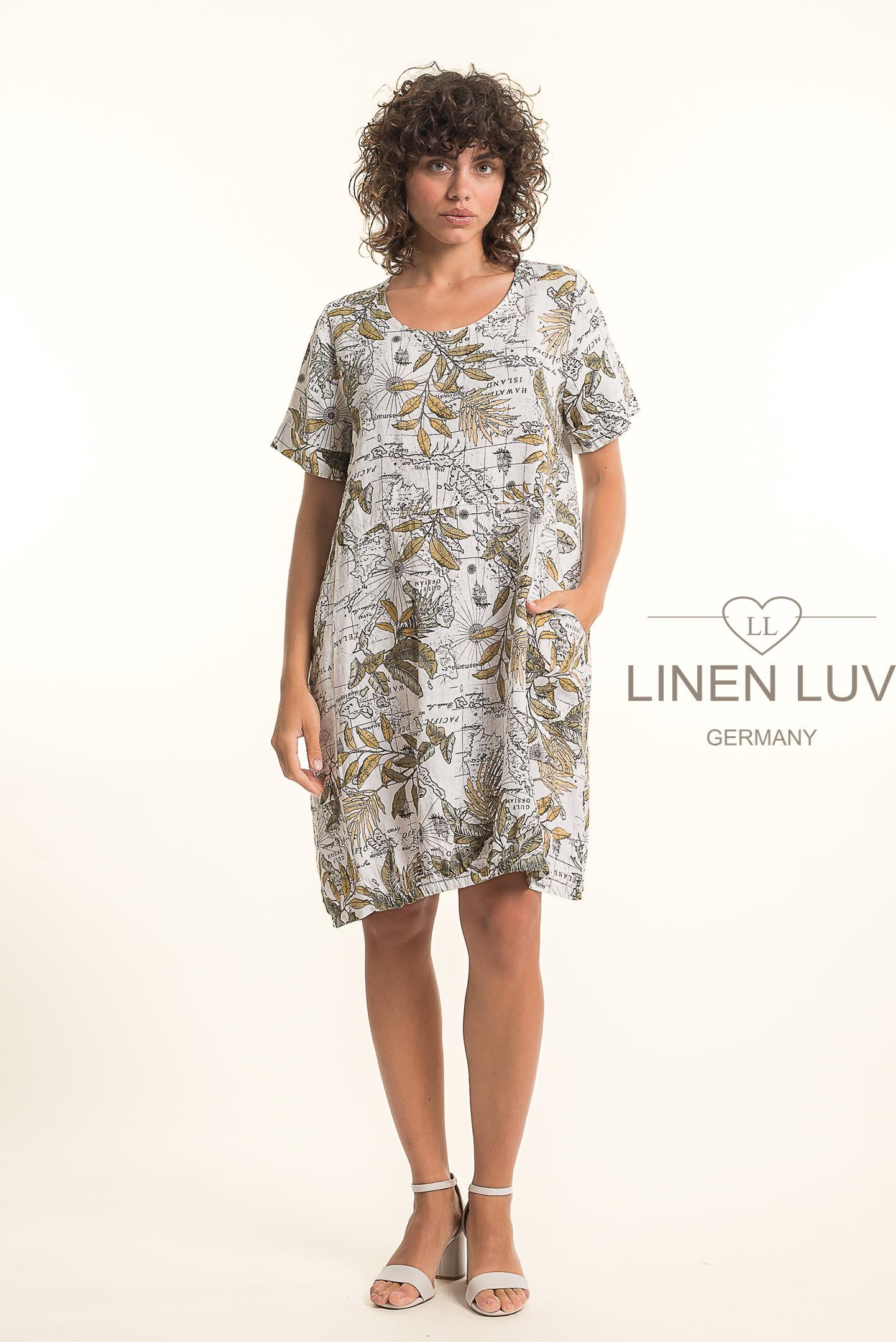 Linen Luv TP1771P-11-French Linen Dress Print-Bianco - The Coach Pyramids