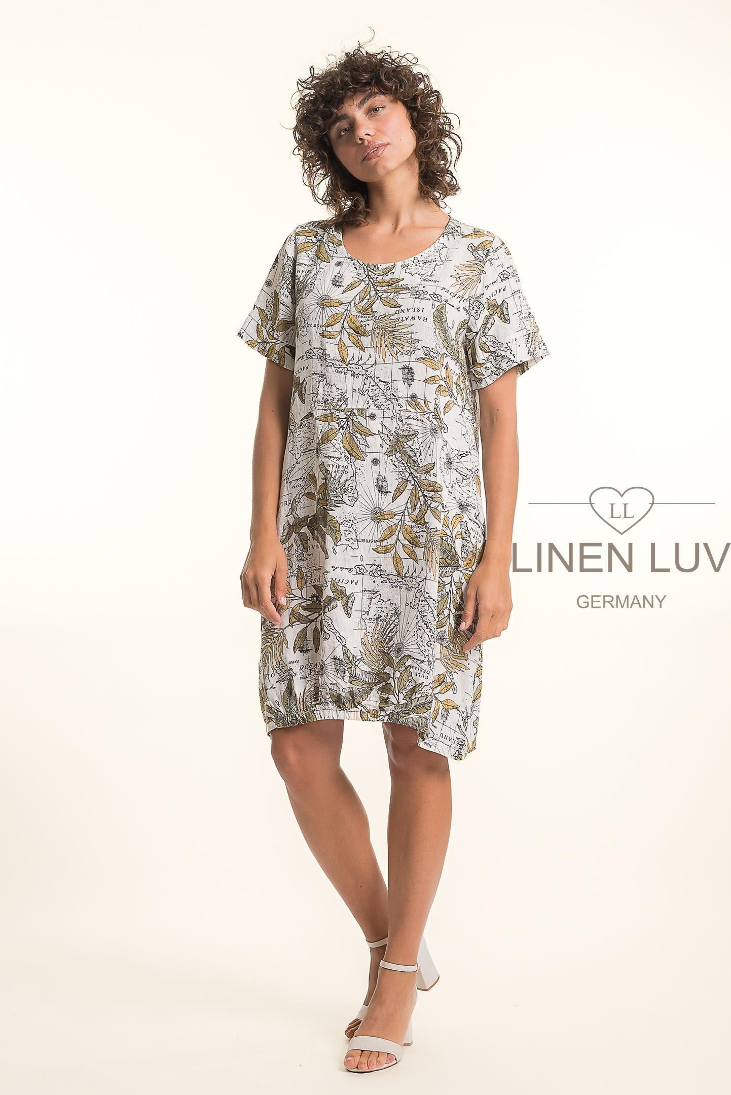 Linen Luv TP1773P-11-French Linen Dress Print-Bianco - The Coach Pyramids