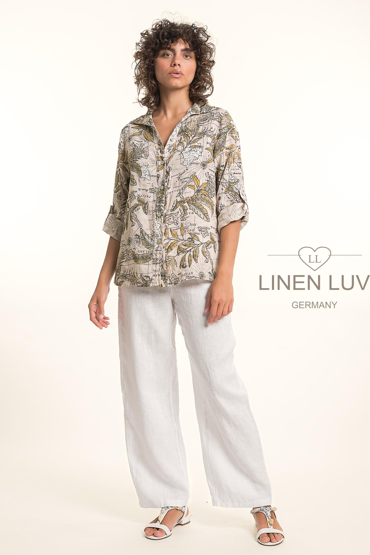 Linen Luv TP1772P-110-French Linen Shirt Print-Sabbia - The Coach Pyramids