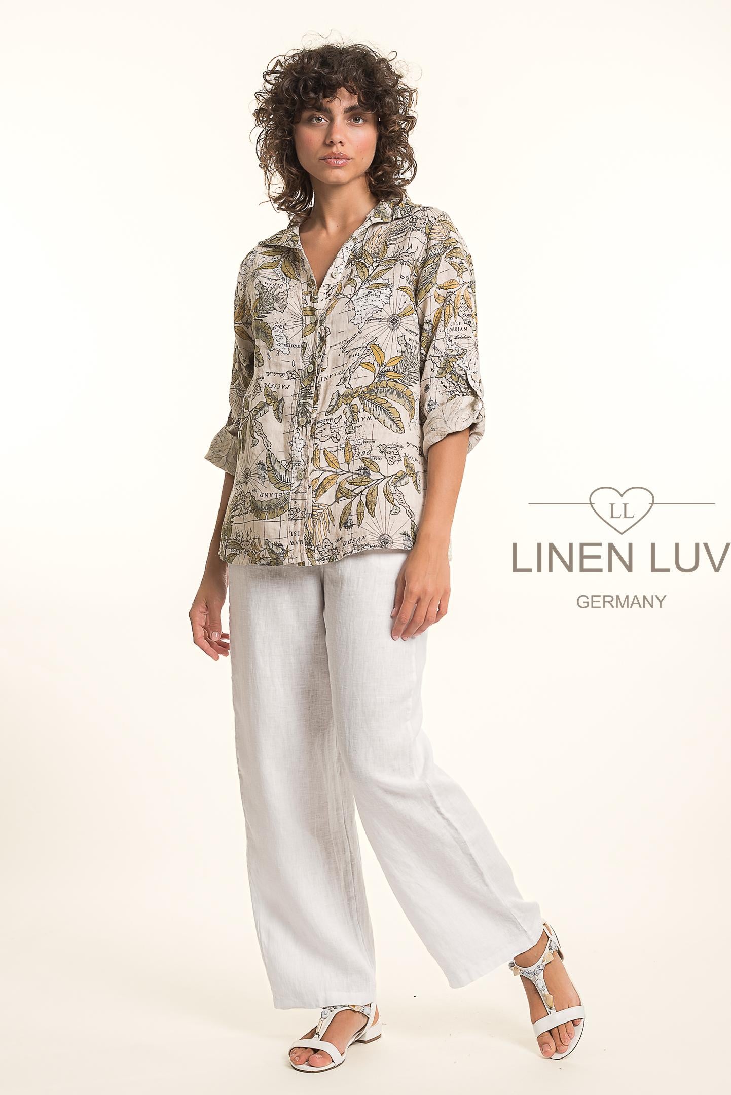 Linen Luv TP1772P-110-French Linen Shirt Print-Sabbia - The Coach Pyramids