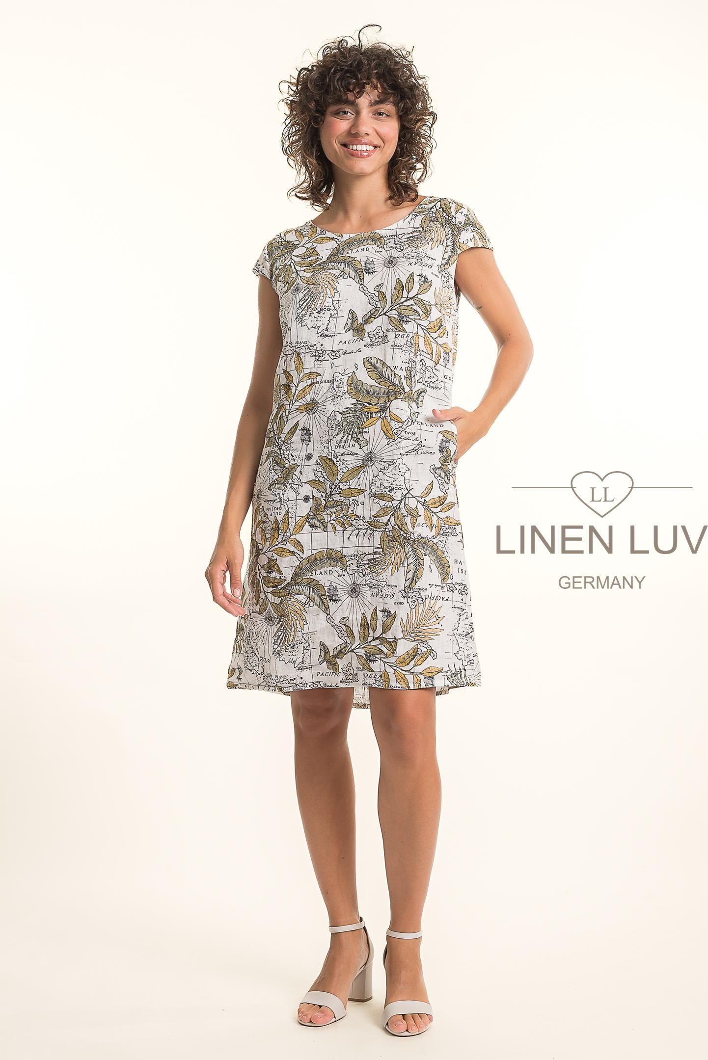 Linen Luv TP1773P-11-French Linen Dress Print-Bianco - The Coach Pyramids