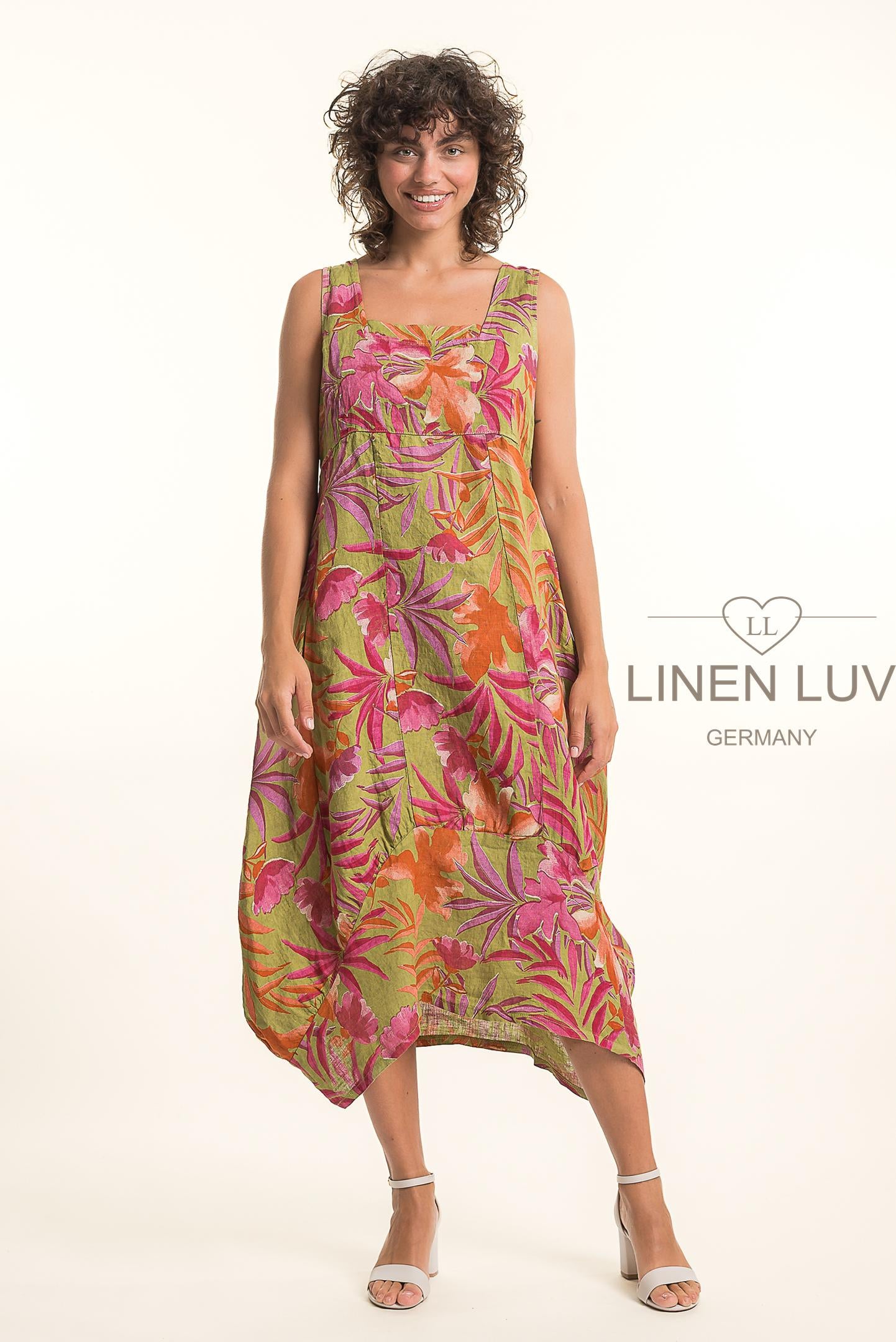 Linen Luv TP1776P-4-French Linen Dress-Anis - The Coach Pyramids