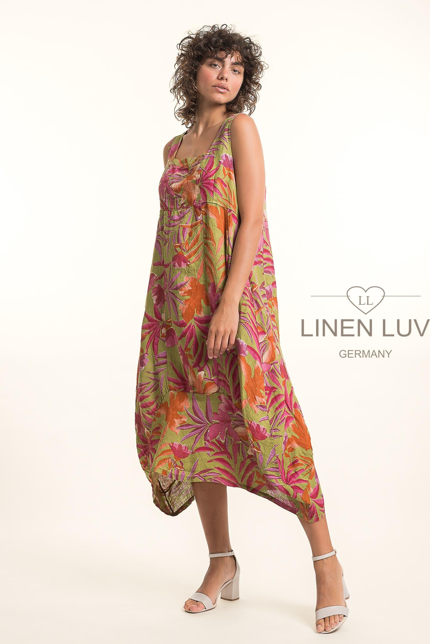 Linen Luv TP1776P-4-French Linen Dress-Anis - The Coach Pyramids