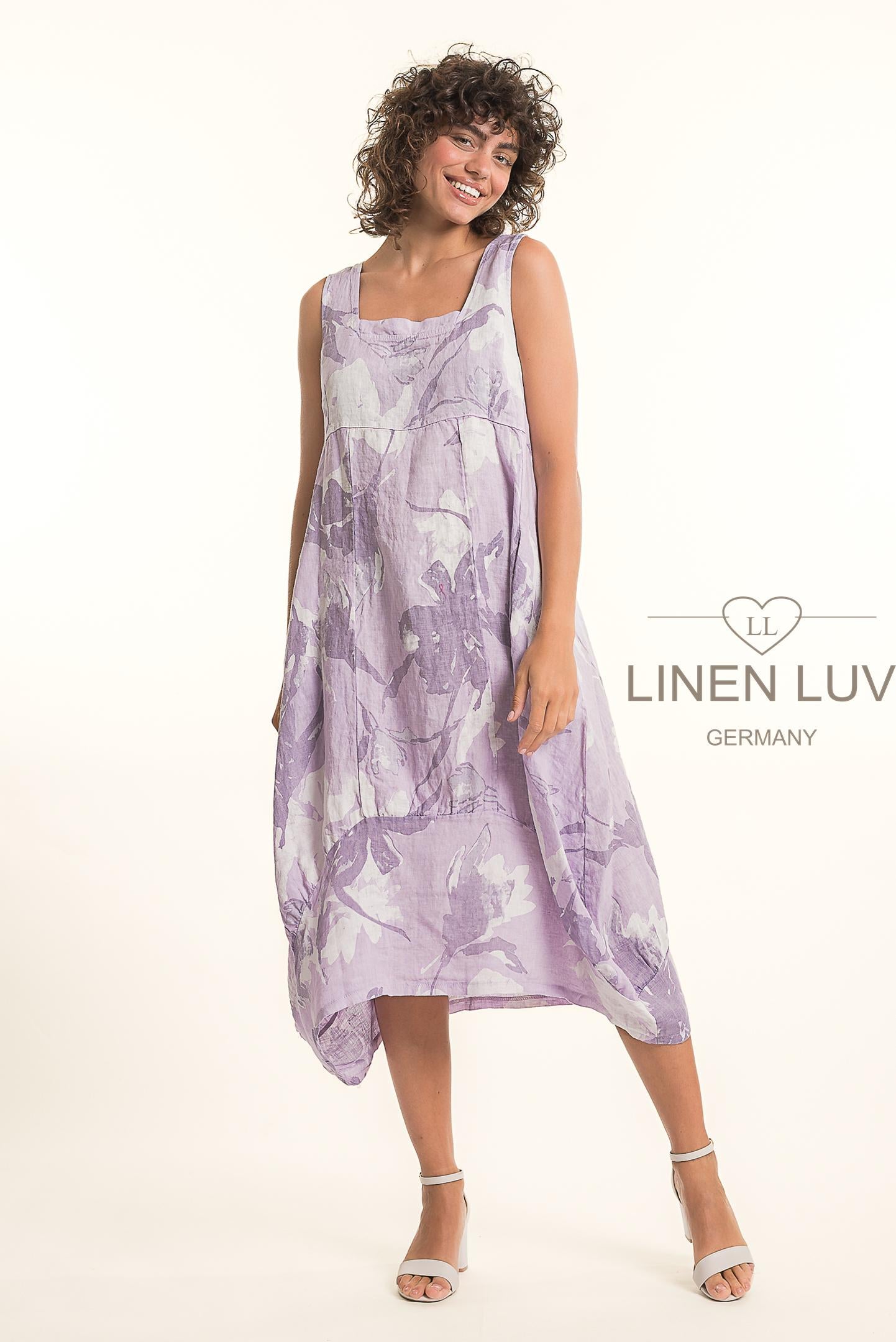 shirred linen dress Kari Hand Woven Strap Shirred Dress in Silk-Linen Blend L main image 1