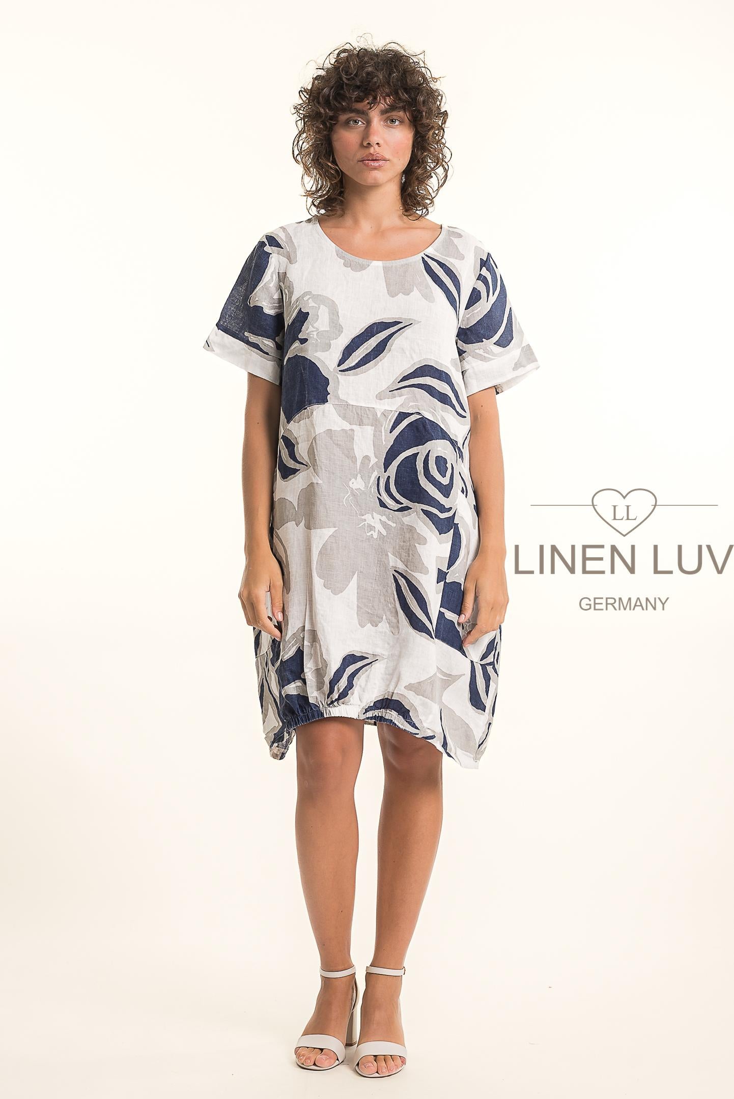 Linen Luv TP1778P-11-French Linen Dress Print-Bianco - The Coach Pyramids