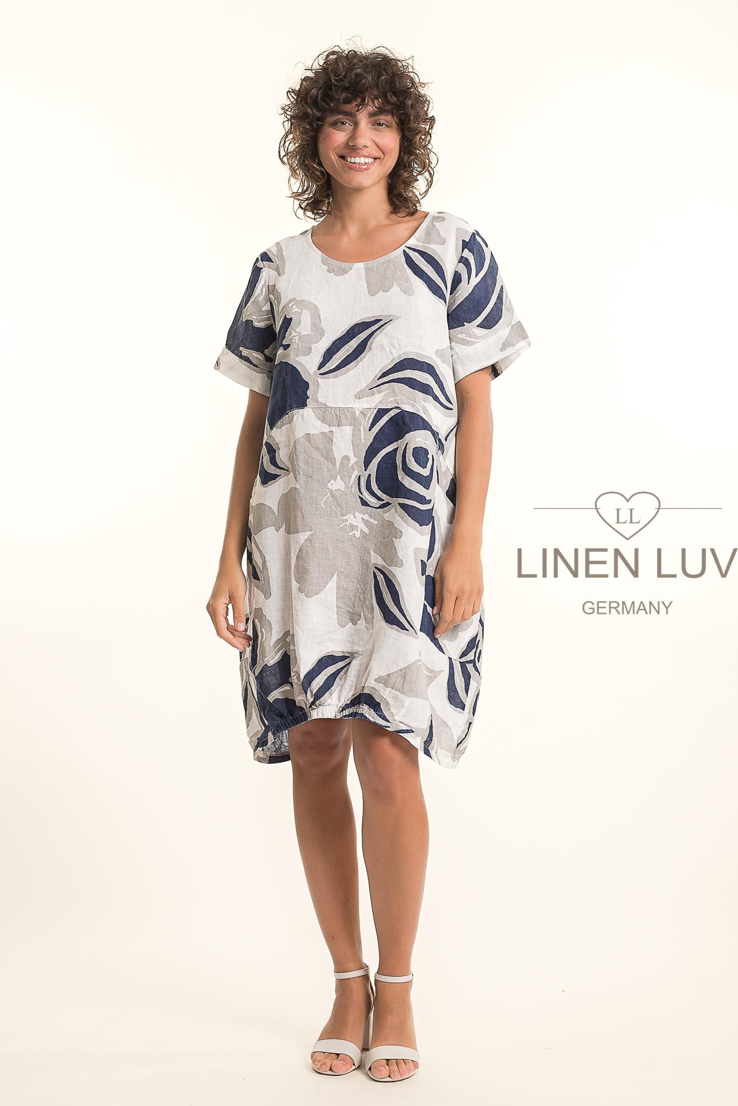 Linen Luv TP1778P-11-French Linen Dress Print-Bianco - The Coach Pyramids