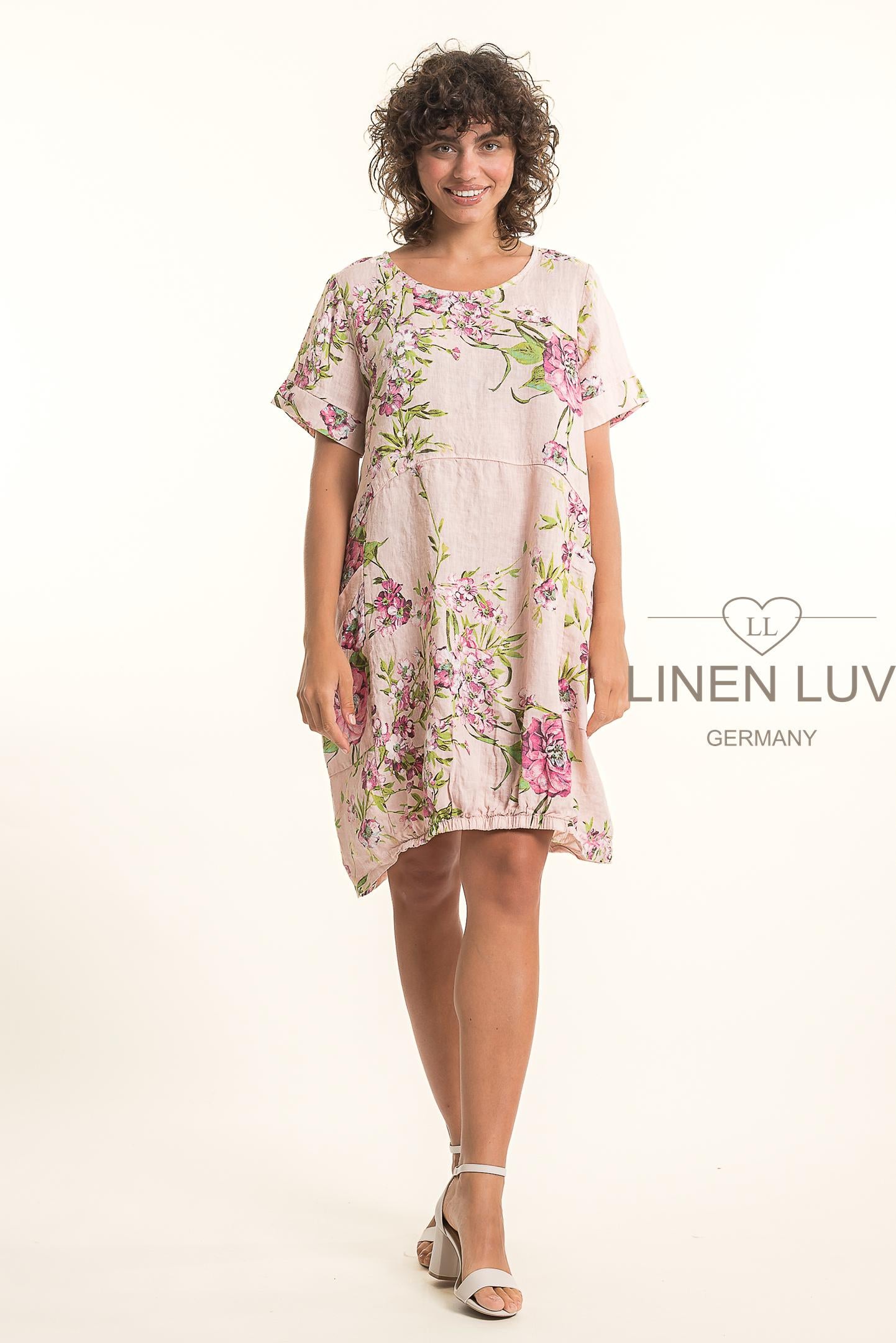 Linen Luv TP1779P-90-French Linen Dress Print-Rosa - The Coach Pyramids