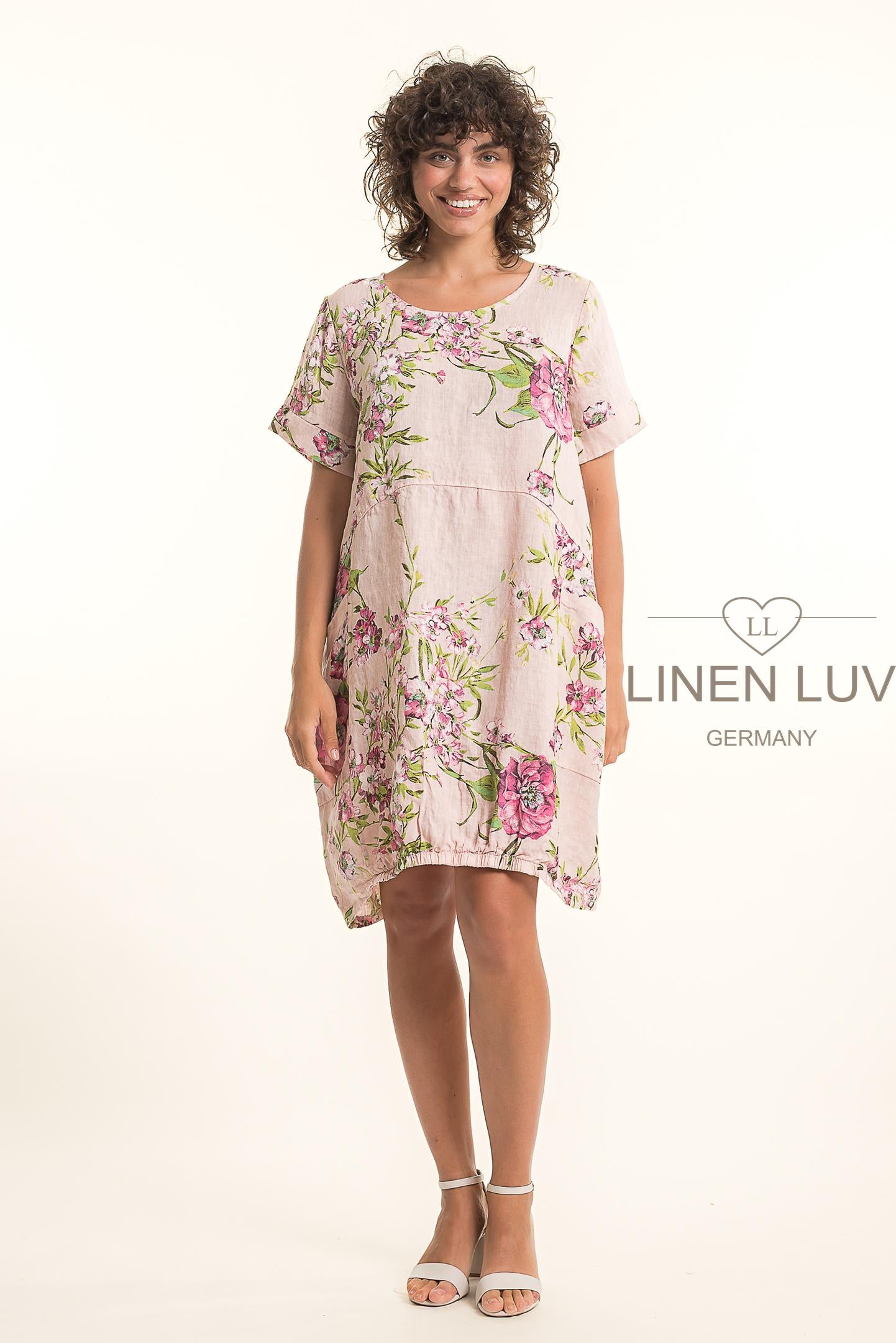 Linen Luv TP1779P-90-French Linen Dress Print-Rosa The Coach Pyramids Linen Luv TP1779P-90-French Linen Dress Print-Rosa The Coach Pyramids