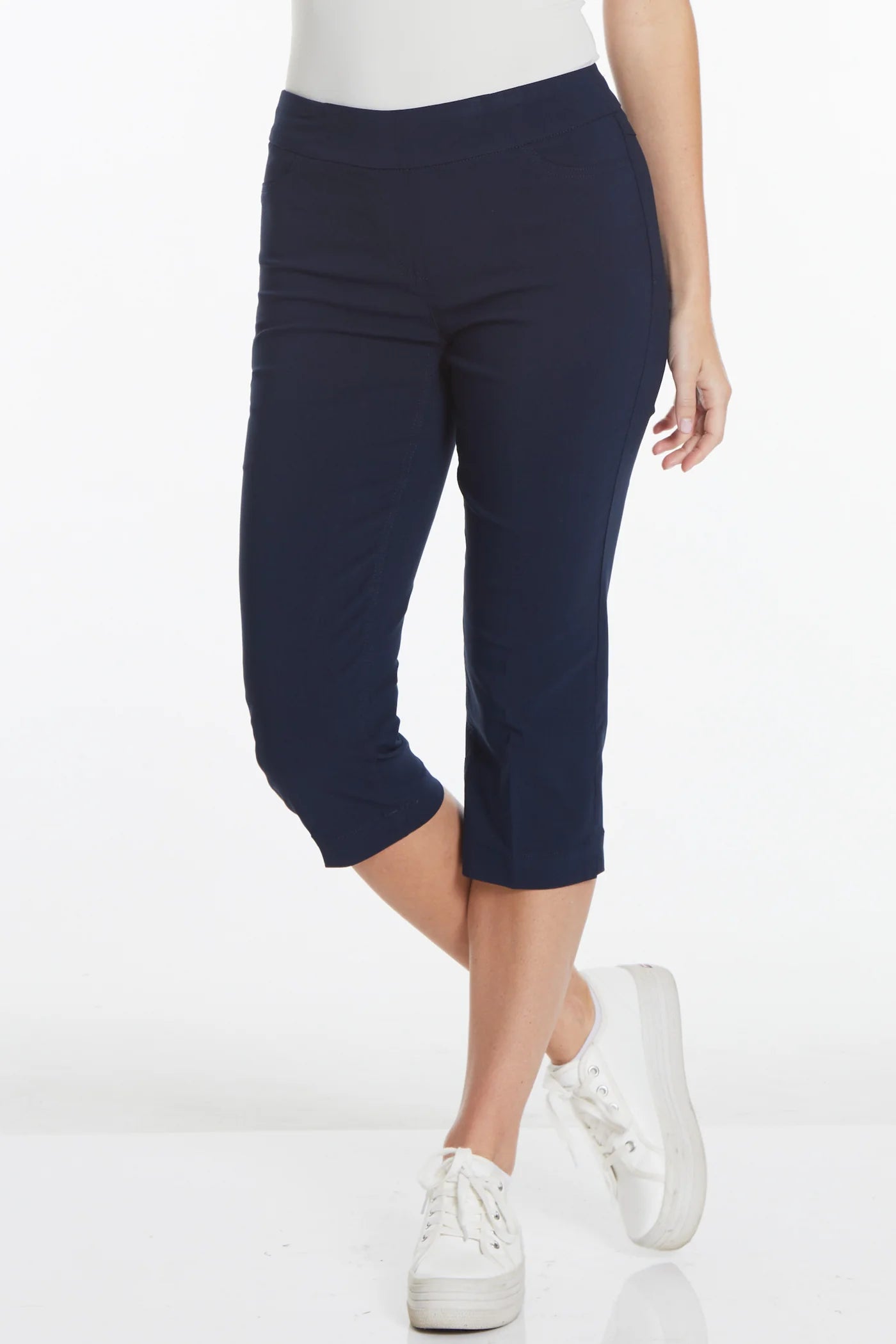 Habitat Multiples-Spring/Summer 2025-M2603P-Solid Capri Faux/W Front Pockets-Midnight - The Coach Pyramids