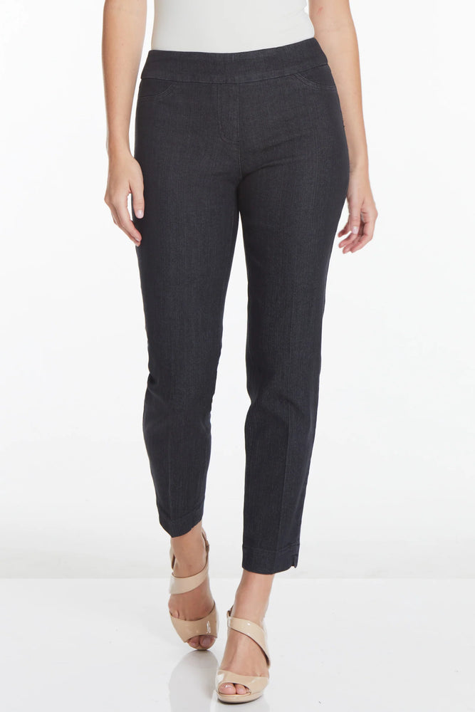 Multiples-Fall/Winter 2025-M2623PF5-P/O Solid Ankle Pant W/Pockets-Black Denim - The Coach Pyramids