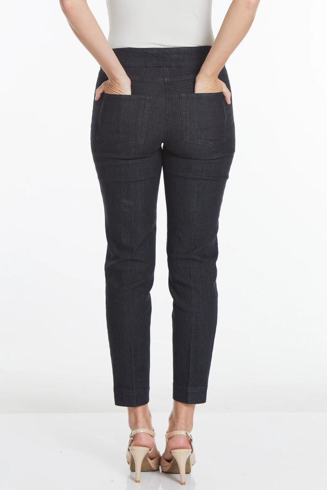Multiples-Fall/Winter 2025-M2623PF5-P/O Solid Ankle Pant W/Pockets-Black Denim - The Coach Pyramids