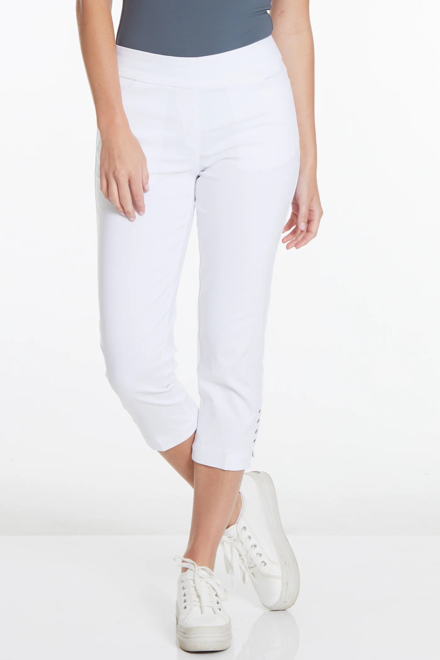 Habitat Multiples-Spring/Summer 2025-M9038PS5-P/O Solid Crop Pant W/Pockets-White - The Coach Pyramids
