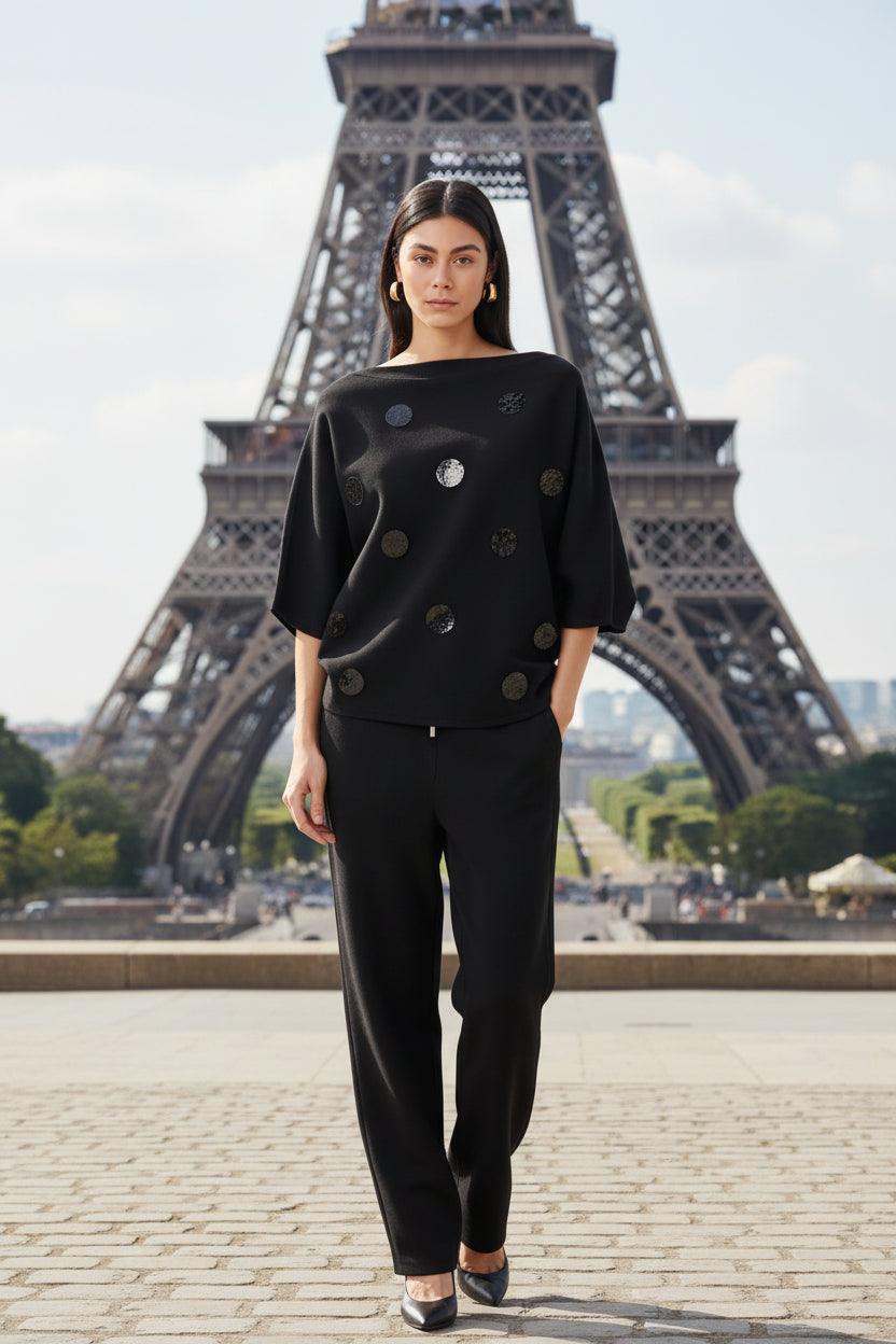 Joseph Ribkoff Fall 2026-263942-11-Top-Black - The Coach Pyramids