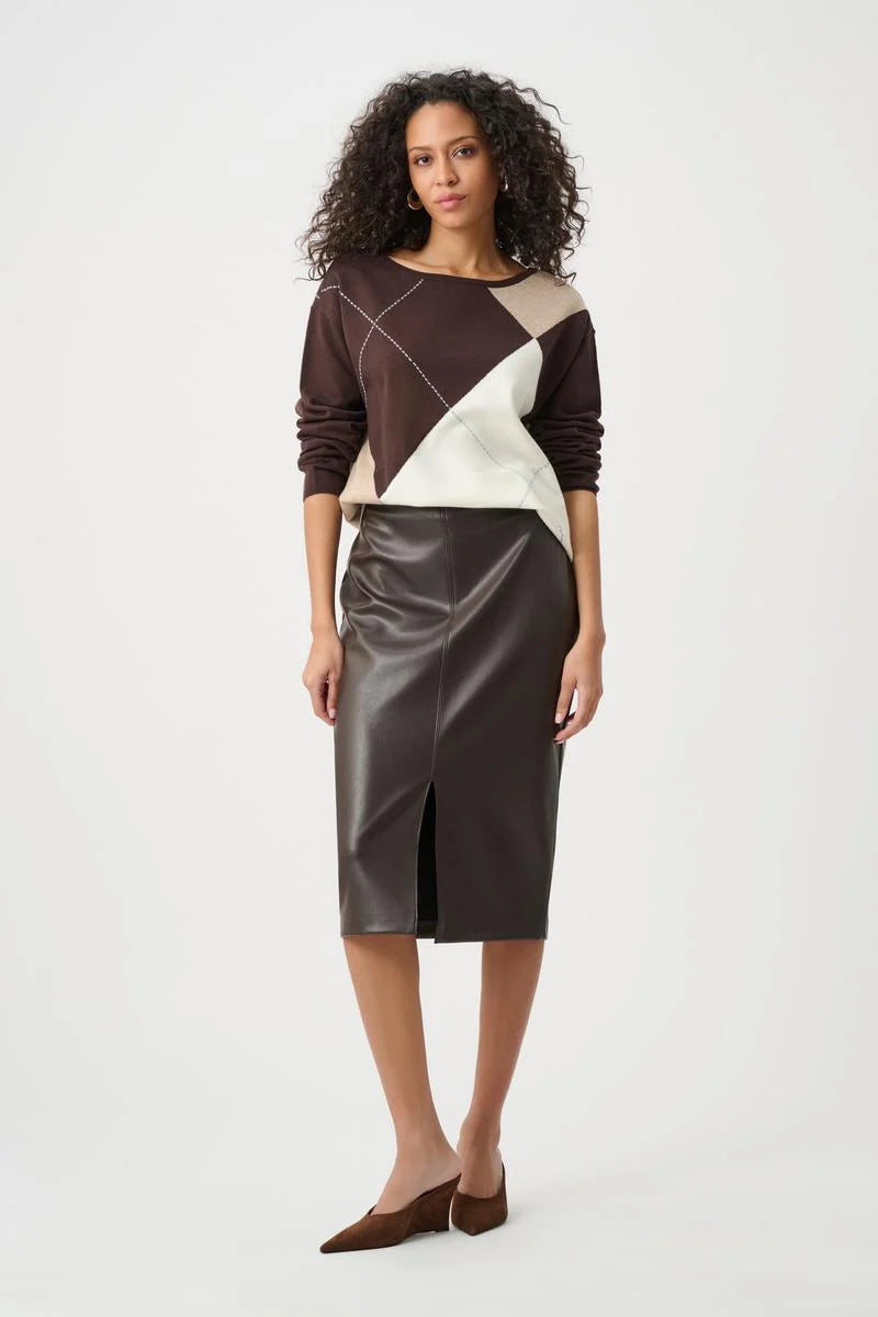 Joseph Ribkoff Fall 2026-263948-4530-Top-Mocha/Multi - The Coach Pyramids