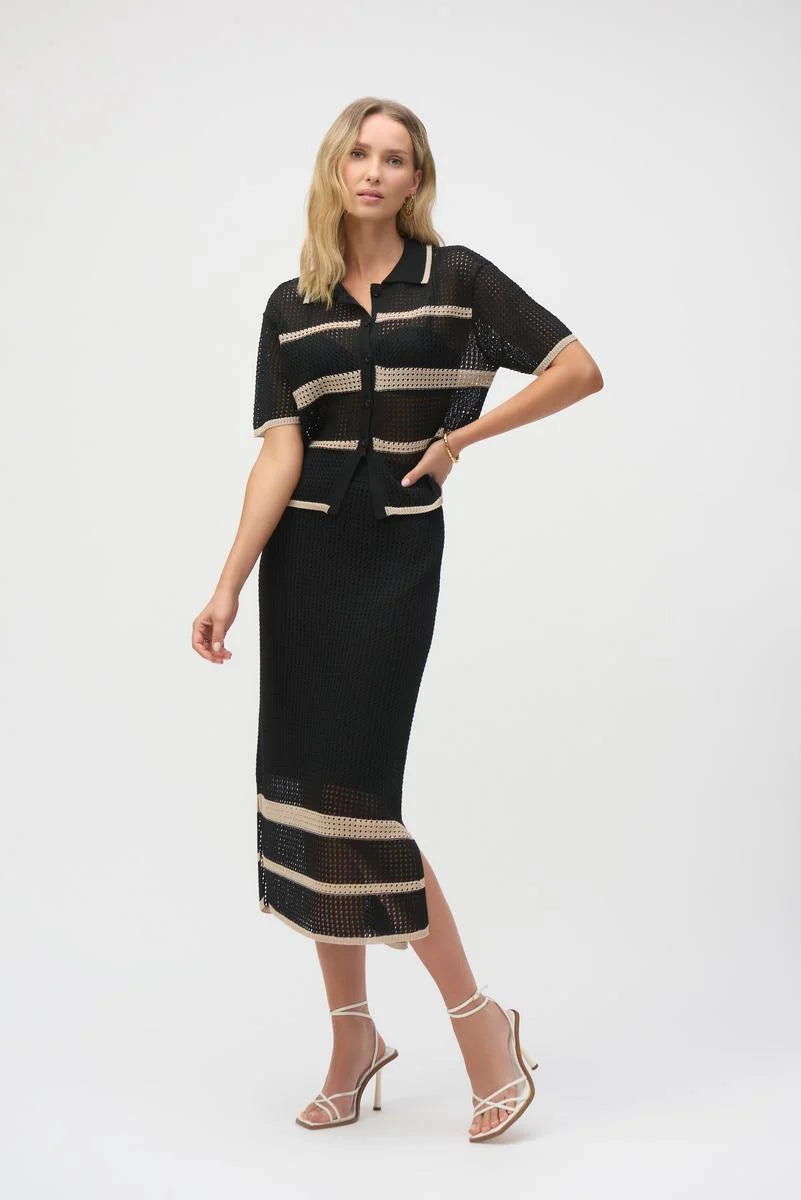 Joseph Ribkoff Summer 2025-252923-4418-Skirt-Black/Parchment - The Coach Pyramids