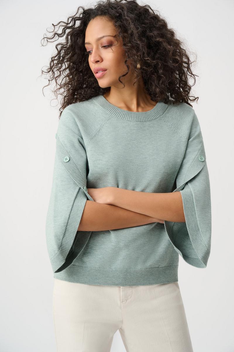 Joseph Ribkoff Fall 2026-263935-4563-Top-Frosted Mint Melange - The Coach Pyramids