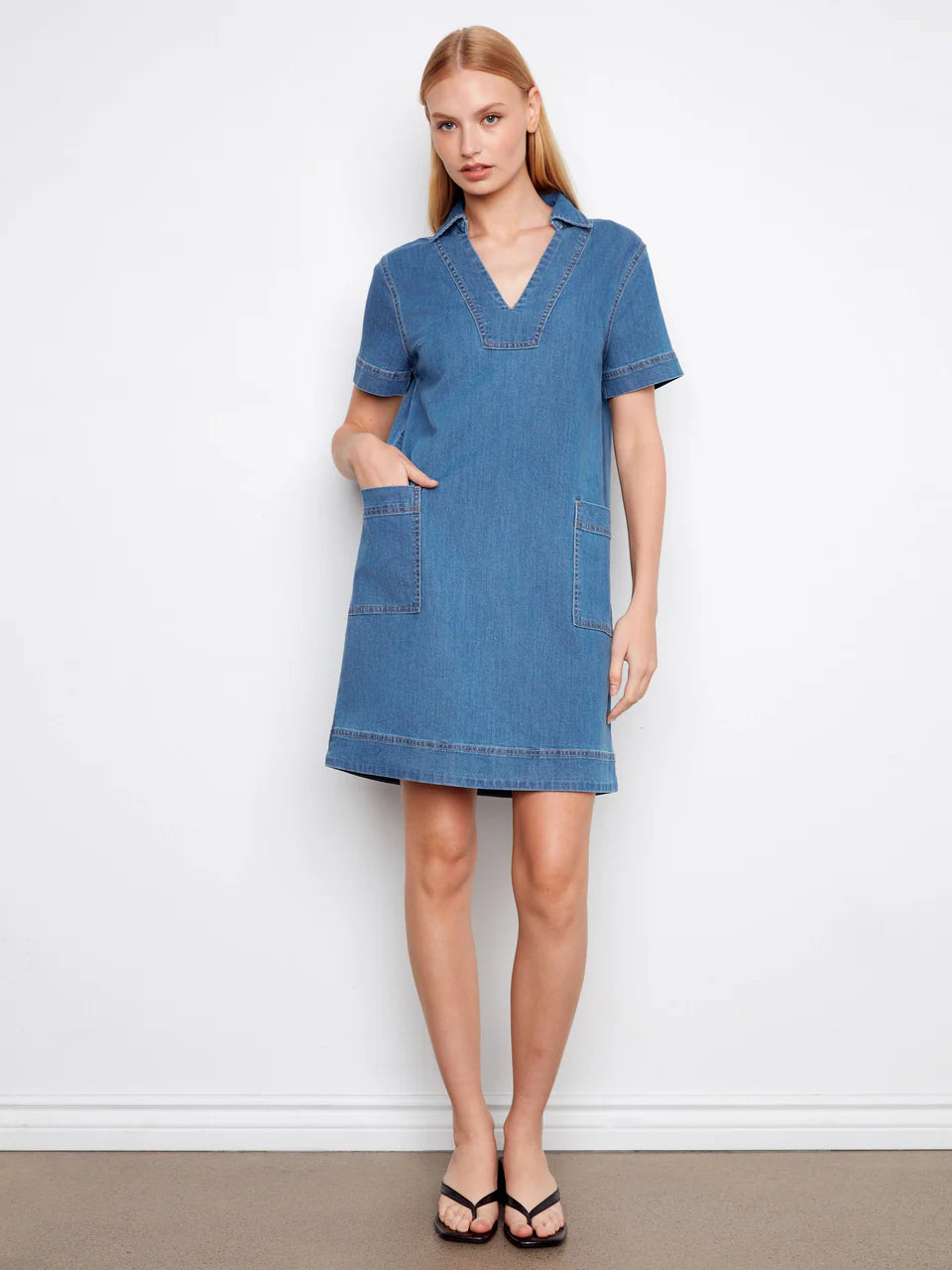 Charlie B-C3229-156-Denim Dress-Medium Blue – The Coach Pyramids