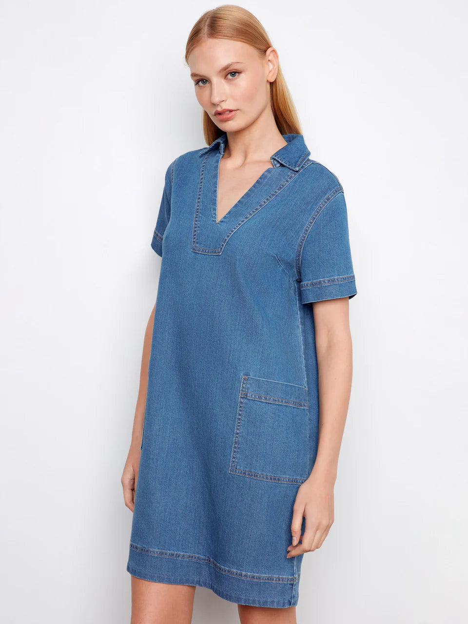 Charlie B-C3229-156-Denim Dress-Medium Blue - The Coach Pyramids
