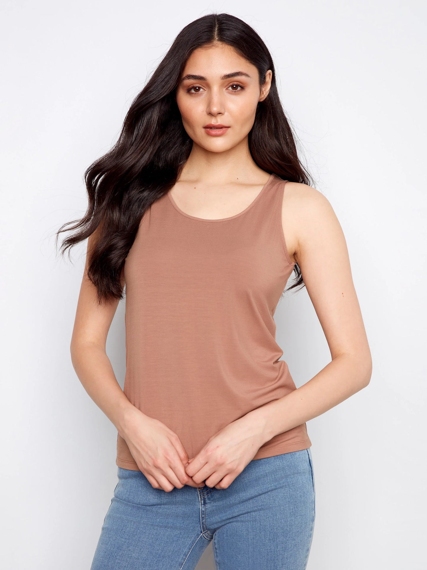 Charlie B-C1243WPK-173-Wear 2 Way Bamboo Cami-Desert - The Coach Pyramids