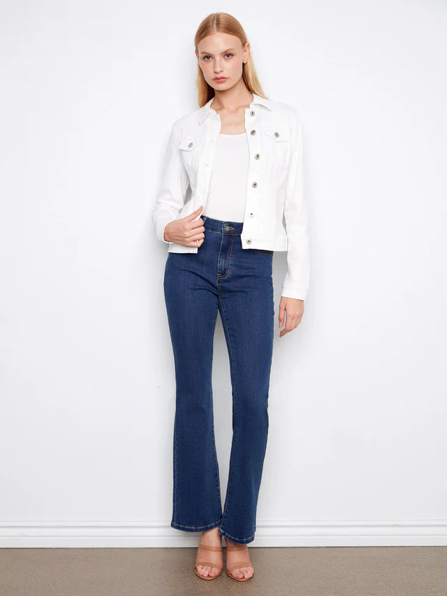 Charlie B-C6302TT-002-Ring Spun Denim Jacket-White - The Coach Pyramids