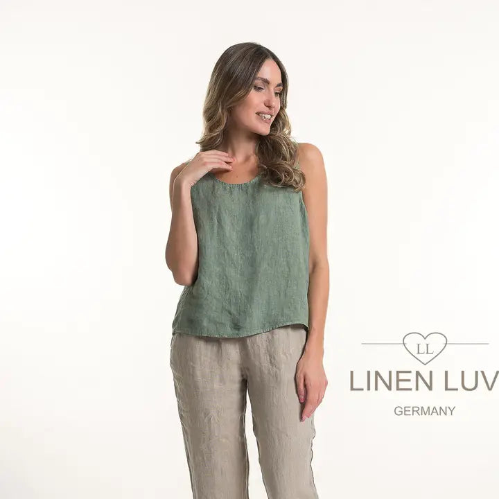 Linen Luv-TP1508-167-French Linen Top-Sage - The Coach Pyramids