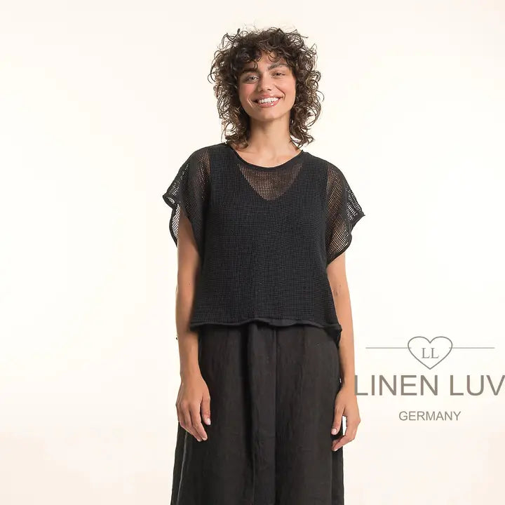 Linen Luv-TP1680-74-French Linen Dress-Nero - The Coach Pyramids