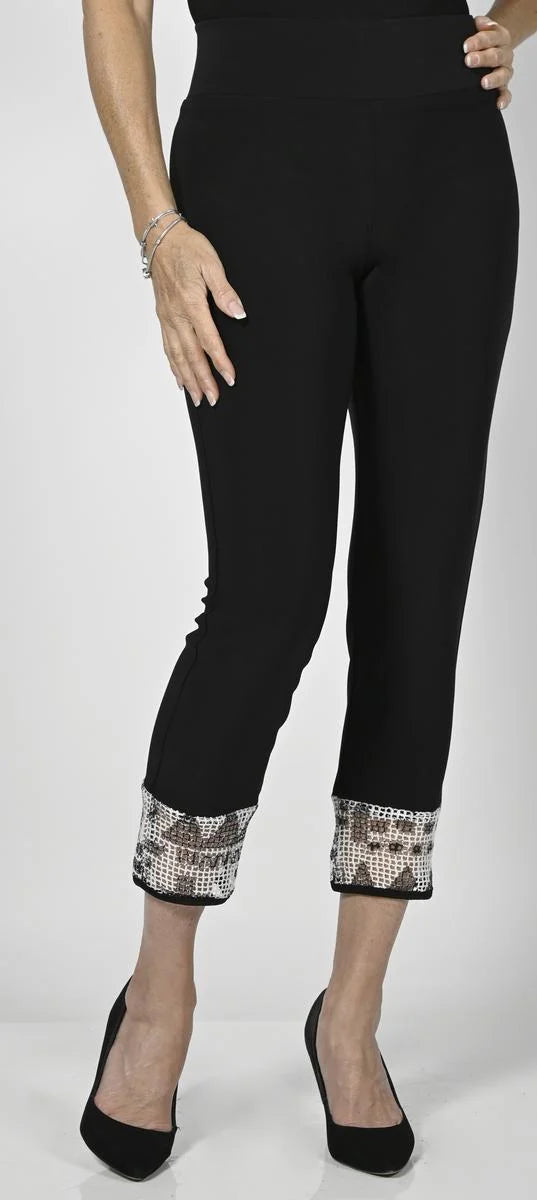 Frank Lyman-236046-Knit Pant-Black/Off White - The Coach Pyramids