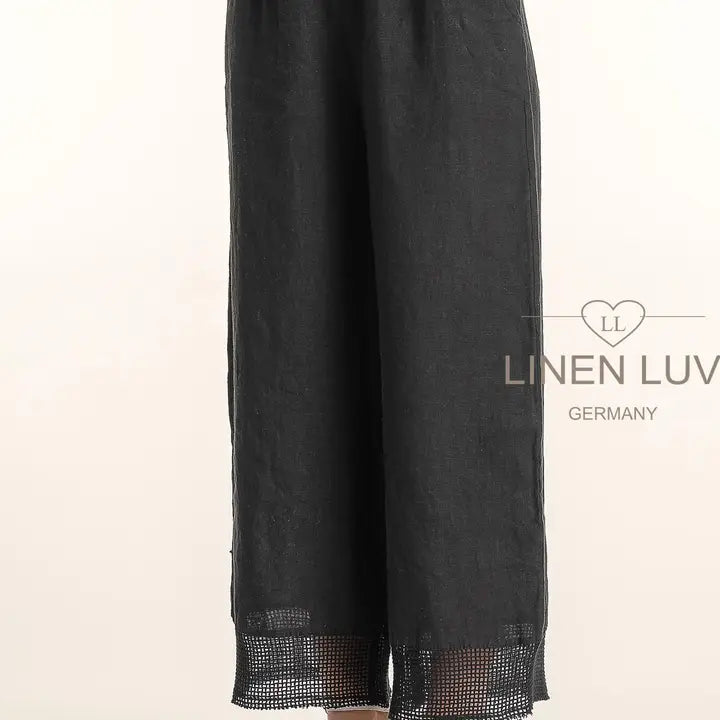 Linen Luv-PT840-74-French Linen Pant-Nero - The Coach Pyramids