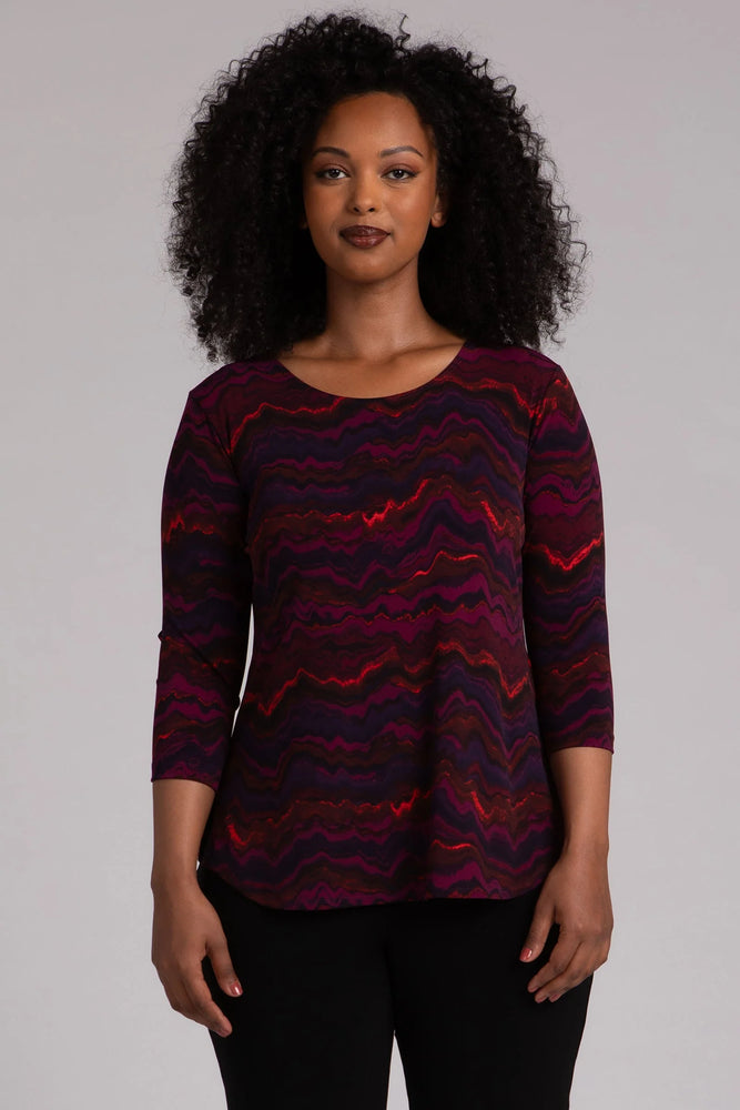 Sympli Fall 2024-22110RP-2-Go To Classic T 3/4 Sleeve Print-Agate