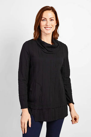 Habitat Fall/Winter 2023-H16529-Cowl Pocket Tunic-Black - The Coach Pyramids