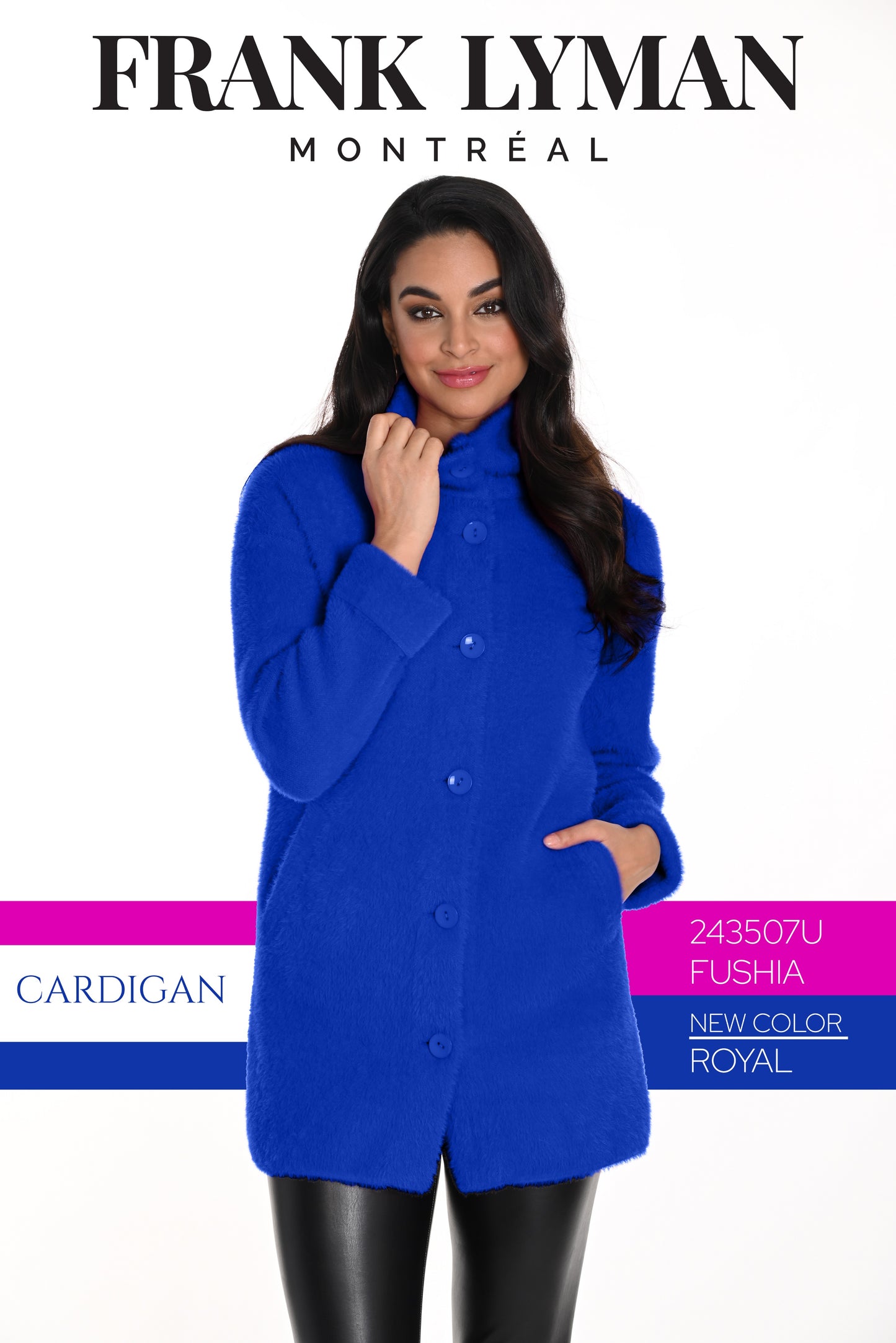 Frank Lyman Spring 2025-243507U-Knit Jacket - Royal - The Coach Pyramids