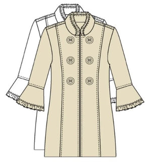 Multiples-Spring/Summer 2025-M15107JM-Ruffle Hem 3/4 Flounce Sleeve Jacket-Flax - The Coach Pyramids