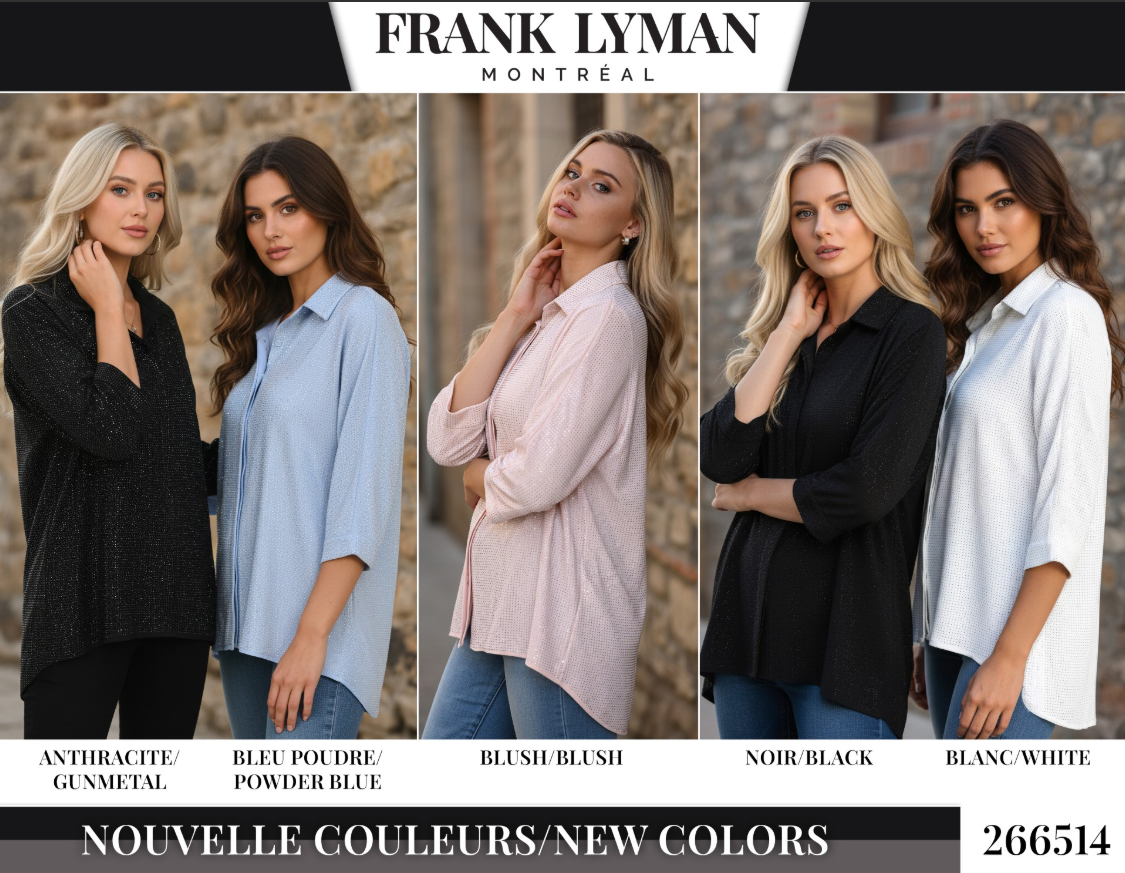 Frank Lyman-266514-323-Woven Top-Powder Blue - The Coach Pyramids