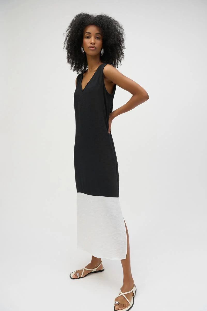 Joseph Ribkoff Summer 2025-252030-2229-Dress-Midnight Blue/Vanilla - The Coach Pyramids
