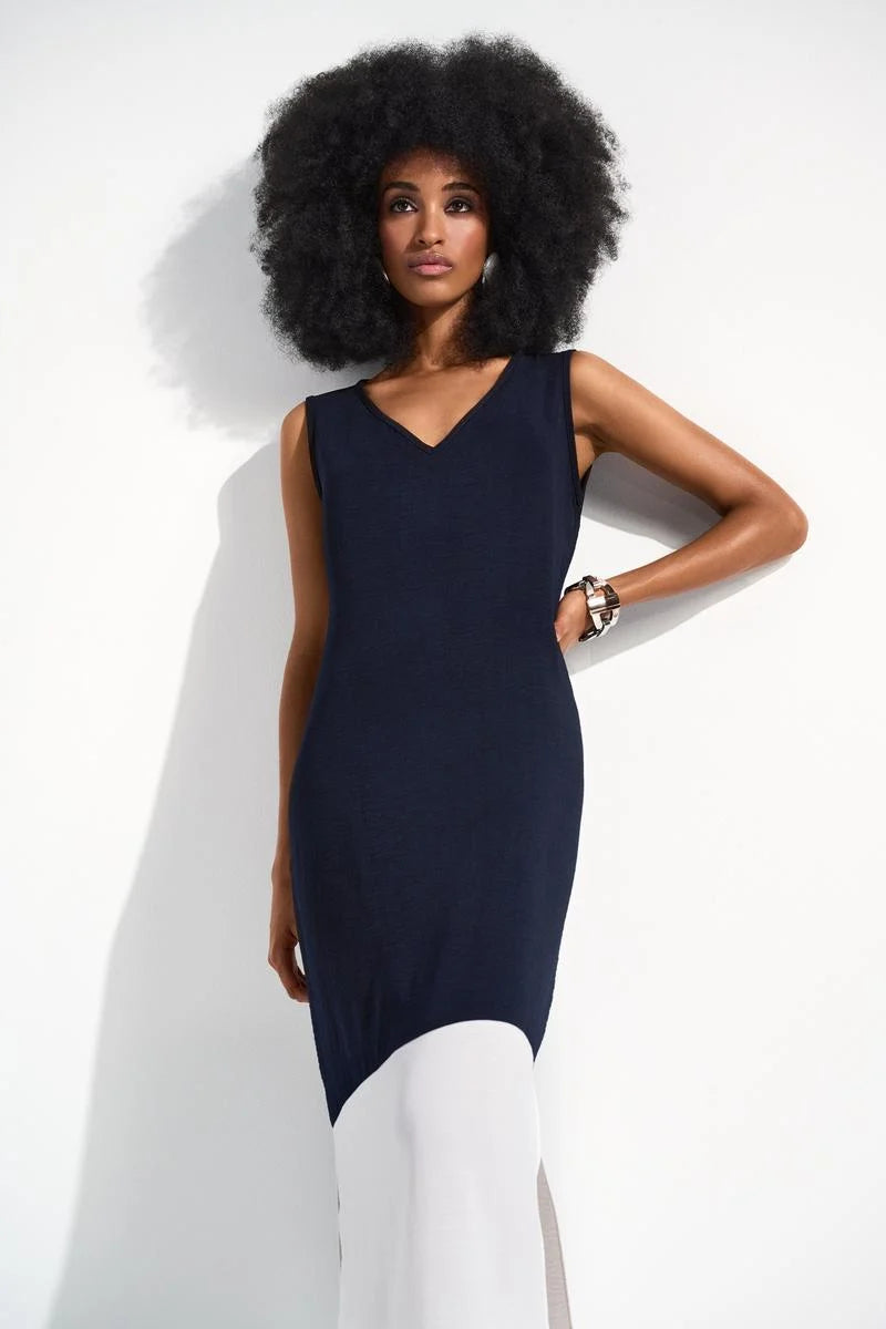 Joseph Ribkoff Summer 2025-252030-2229-Dress-Midnight Blue/Vanilla - The Coach Pyramids