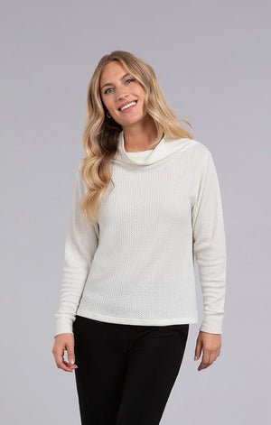 Sympli Fall 2023-K7227W-3-Waffle Sweater-Ivory - The Coach Pyramids