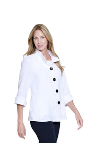 Multiples-M16609JM-Flounce Woven Jacket Tank-White - The Coach Pyramids