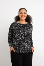 Sympli Fall 2024-AS22239-2-NU Cinch Top Animal Sweater-Animal/Black