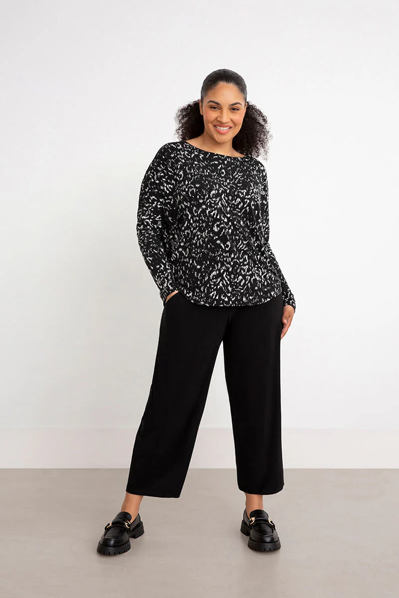 Sympli Fall 2024-AS22239-2-NU Cinch Top Animal Sweater-Animal/Black - The Coach Pyramids