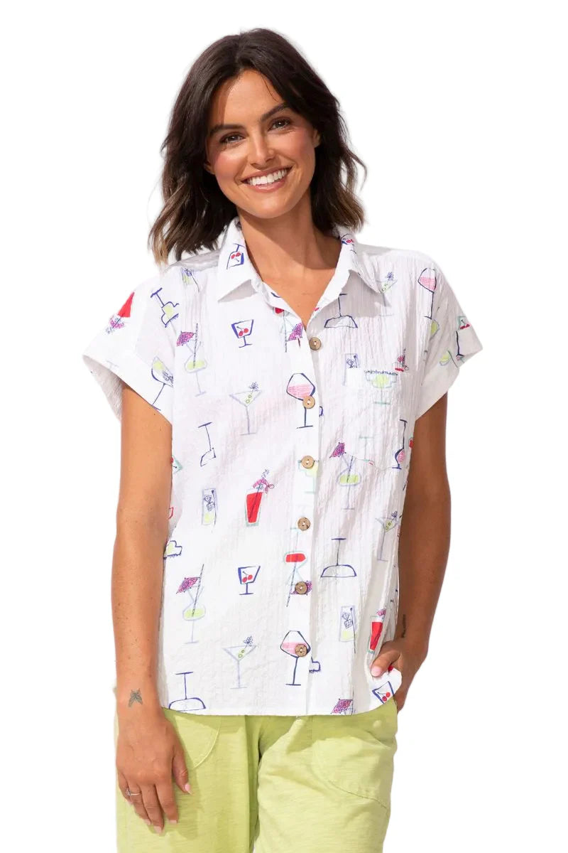 Habitat Escape-E12310-S/S Button Down Cocktails-Multi - The Coach Pyramids