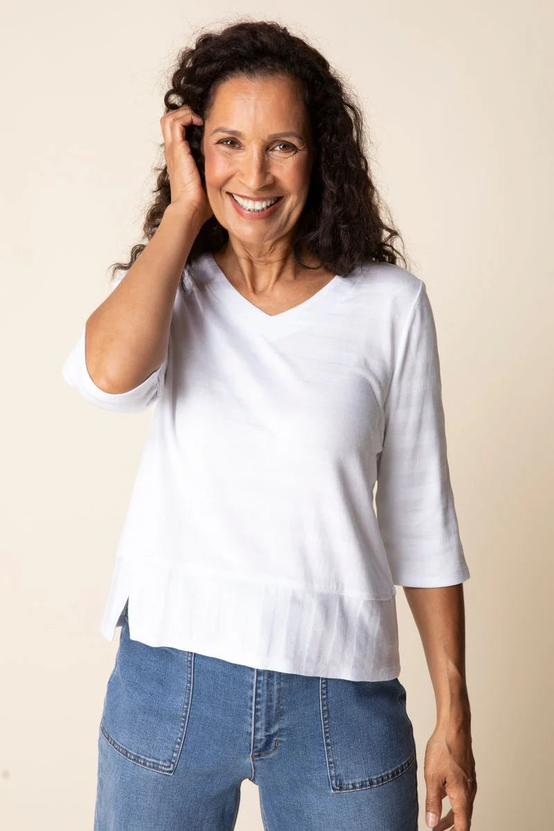 Habitat-H30015-Elbow Sleeve Top-White - The Coach Pyramids