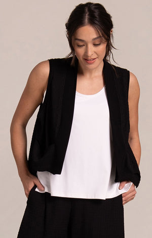 Sympli Spring/Summer 2025-PW25189-Pop Cropped Core Vest-Black