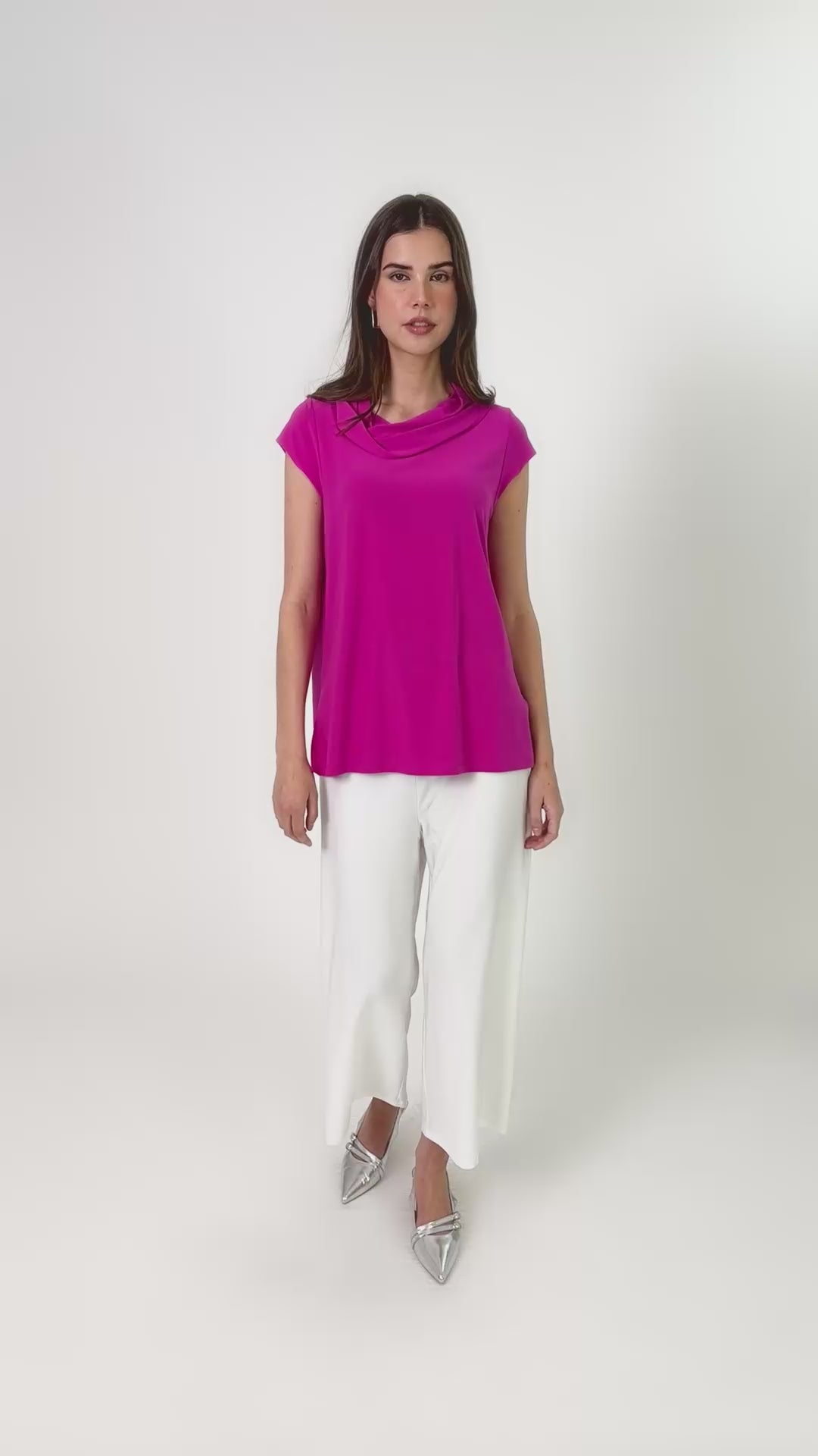 Compli K-33950-Womens Knit Top-Hot Pink
